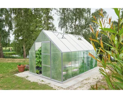 Produktbild von Gewächshaus Halls Universal 128 9,9 m² Hohlkammerplatten 6 mm 257 x 384 cm Aluminium