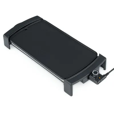 Productafbeelding van COSTWAY elektrische tafelgrill, 2150W, grillplaat in Teppanyaki-stijl met antiaanbaklaag, geïntegreerde thermostaat en uitneembaar opvangbak