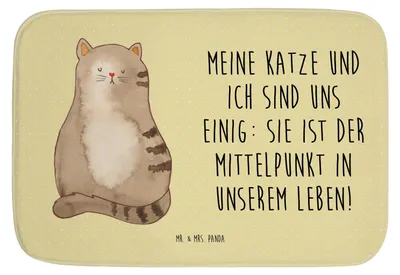 Produktbild von Mr. & Mrs. Panda duschmatte Katze Sitzen - Gelb Pastell - Geschenk, Badteppich, Familie, Badezimmerteppich, Cats, Duschvorleger, Cat, Badvorleger, Katzen, Badematte