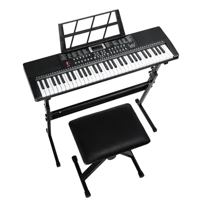 Zdjęcie produktu dla FCH 61-klawiszowy keyboard, fortepian elektroniczny, zestaw fortepianu cyfrowego, statyw do keyboardu, ławka do keyboardu i mikrofon