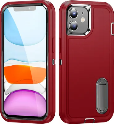 A red iPhone 11 case is shown from the front and back.