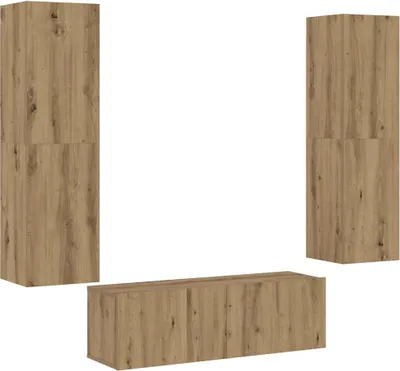 Immagine prodotto di vidaXL Mobili TV a parete 3 pz. Materiale artigianale a base di legno di quercia
