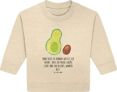 Produktbild von Mr. & Mrs. Panda Organic Baby Pullover Avocado Kern rollt 6. - 12. Monat - Natural Raw - Geschenk, Geburtstag, Liebe, Bullover, Geburt