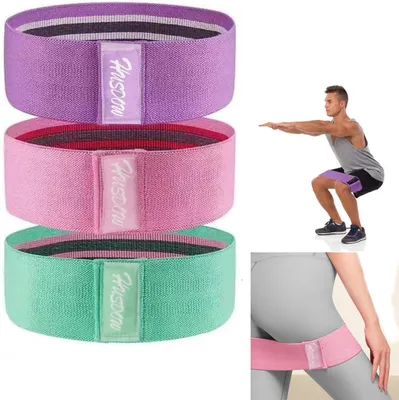 Produktbild von 3er-Pack Fitnessbänder aus Stoff für Krafttraining, Gymnastik, Yoga, Pilates und Beintraining