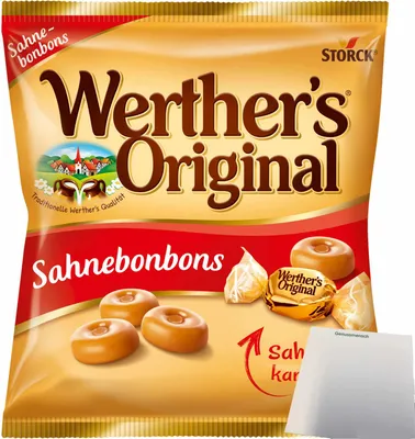 Produktbild von Werther’s Original Sahnebonbons (120g Beutel) + usy Block