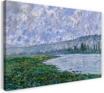 Produktbild von Leinwandbild (120x80cm): Claude Monet - Die Seine bei Vétheuil (1880), echter Holz-Keilrahmen inkl. Aufhänger, handgefertigt in Deutschland