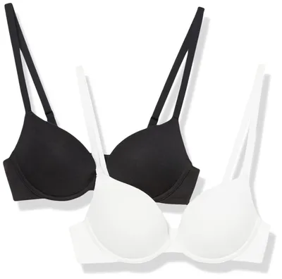 Produktbild von A. Essentials Damen Pushup-BH aus Baumwolle, 2er-Pack, Schwarz/Weiß, 75B