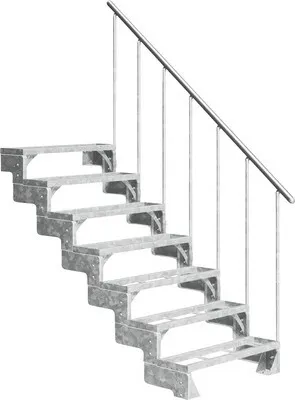 Produktbild von Aussentreppe Pertura Tallis mit Geländer 7 Steigungen Einlegestufen 100 cm Metall