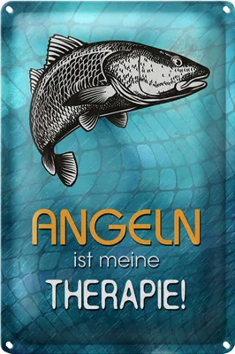 Produktbild von Blechschild Spruch 20x30cm Angeln ist meine Therapie