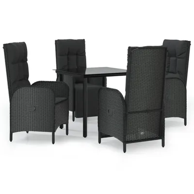 Produktbild von vidaXL 5-tlg. Garten-Essgruppe mit Kissen Schwarz Poly Rattan