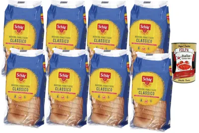 Produktbild von Schar Italian Gourmet Bundle Glutenfreies Brot Classico 8x 330g + Italian Gourmet Polpa Gratis – Italienisches Schnittbrot glutenfrei, Sandwichbrot ohne Alkohol, Frühstück, Toast, Panini & Vorrat 2,64kg