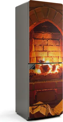 Produktbild von Feuer im Kamin – Magnetische Kühlschrank Abdeckung – Dekorfolie magnetisch Küche – Kühlschrank Magnet Deko – selbstklebende Magnettafel – Magnetfolie für Kühlschranktür – 60x180 cm