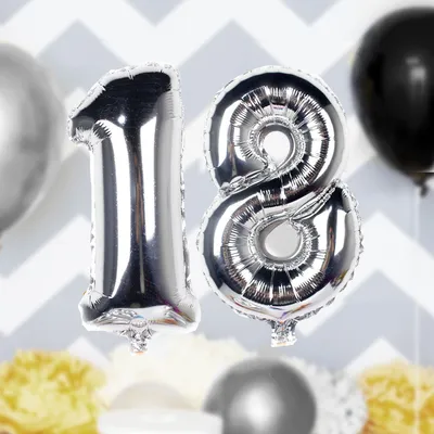 Produktbild von Folienballon Zahl 18 Geburtstag Ziffer Groß 80 cm XL Ballon Luftballon Heliumballon Party Deko