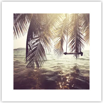 Produktbild von Poster - Poster ohne Rahmen - Meer Palme Wasser - 30x30 cm - Wand Bild - Wanddeko - Wandbilder - Kunstposter - Wandposter - Bilder - Kunstdruck - Wanddekoration - Wandbild - P2XAC30x30-3634