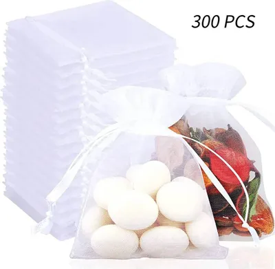 Produktbild von Weiß Organzasäckchen 7x9cm, Organzabeutel, Geschenkbeutel Schmuckbeutel, 300 Stück, Weiß
