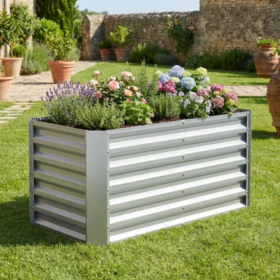 Produktbild von VCM Metall Hochbeet 120x60x57 cm – Rechteckiger Pflanzkasten für Garten & Terrasse – Großes Gartenbeet aus Metall, Pflanzenbeet ohne Boden, Galdo L