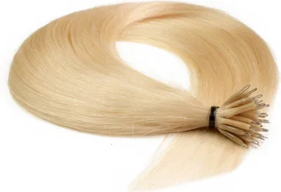 Produktbild von hair2heart Premium Nanoring Extensions Echthaar glatt - 25 Strähnen 0.8g 50cm 9/0 lichtblond
