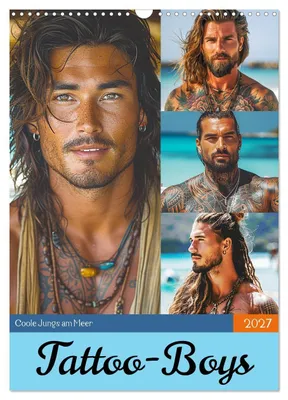 Produktbild von Tattoo-Boys. Coole Jungs am Meer (Wandkalender 2027 DIN A3 hoch), CALVENDO Monatskalender