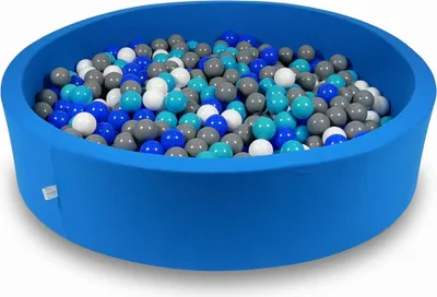 Immagine prodotto di Bacinella 130x30cm blu con 600 palline: turchese, blu, bianco, grigio