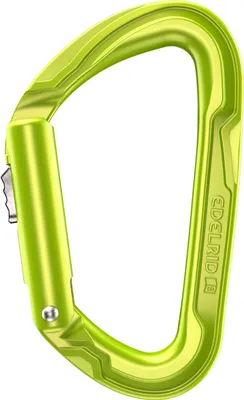 Grüner Verschlußkarabiner "Pure Slider" von Edelrid; geeignet für Klettern.