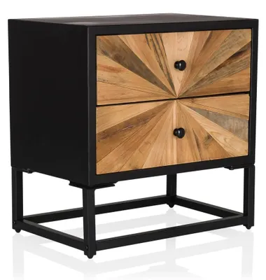Dressoir 2 Schubladen Holz Eisen Schwarz 32x49x50,5 cm