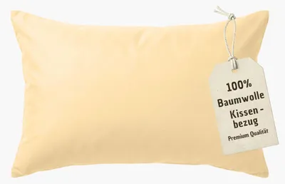 Produktbild von Kissenbezug 40x60 cm Creme | 100% Baumwolle | Atmungsaktive PREMIUM Kissenhülle mit verdecktem Reißverschluss