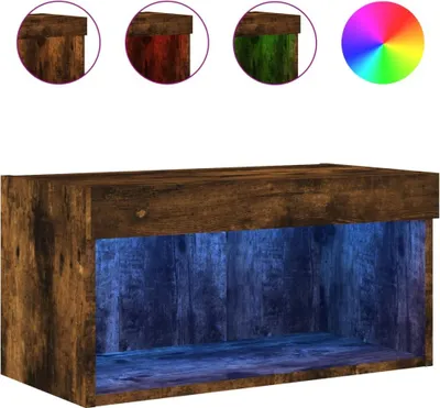 Produktbild von vidaXL TV-Schrank mit LED-Leuchten Räuchereiche 60x30x30 cm