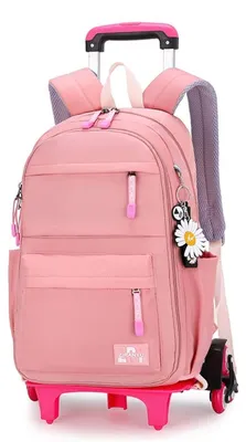 Obrázok produktu pre Ruksak na kolieskach s 6 kolieskami, 16 palcov, ružový, pre dievčatá, rozmer 30x18x44 cm