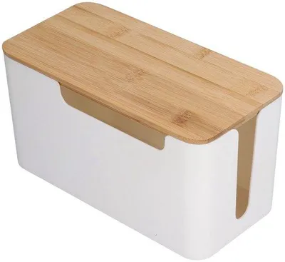 Produktbild von Famanu Kabelmanagementbox mit Bambusdeckel - Kabelorganizer für Büro und TV