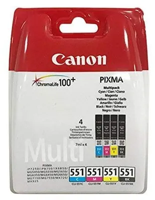 Image de 4 cartouches d'encre originales pour Canon PIXMA iP7250/ 8750, iX6850, MG 5450/5550/ 5650/6350/ 6450/6650/ 7150/7550, MX725/ 925