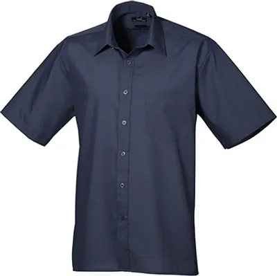 Zdjęcie produktu dla Premier Workwear , Męska koszula popelinowa z krótkim rękawem , granatowy , 41 (16)