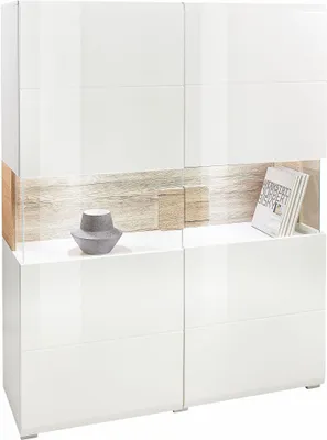 Produktbild von Highboard Tartu Kommode 121x37x153cm Farbe wählbar,Weiß / Eiche Sanremo