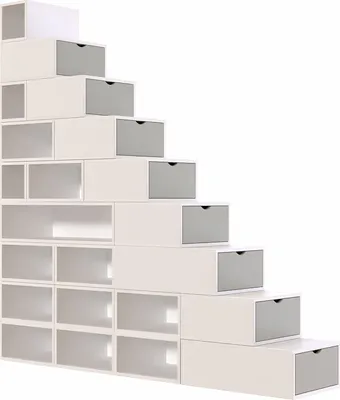 Produktbild von Treppenregal 225 cm - Weiß/Mokka
