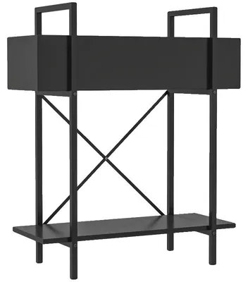 Image de Étagère à plantes, métal thermolaqué, 60 L x 25 l x 70 H cm, capacité de charge : 20 kg par étagère, 2 étagères, trous de drainage intégrés