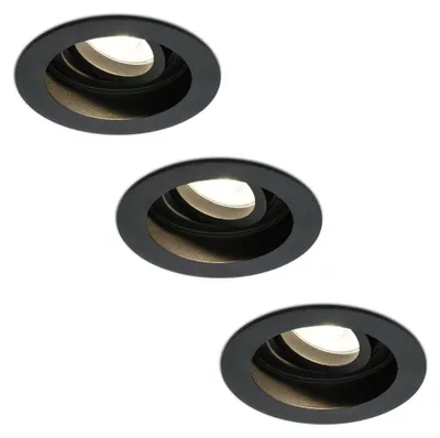 Image de HOFTRONIC - Spot LED encastrable 3x4W GU10 2700K Noir IP20 Dimmable Inclinable