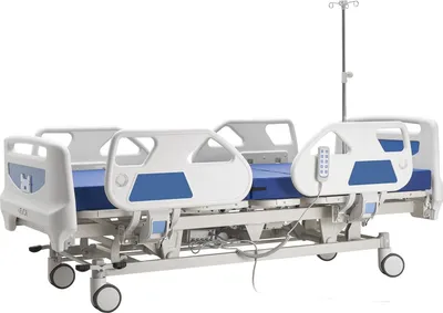 Produktbild von Hochwertiges vollelektrisches Krankenhausbett mit 5 Funktionen, elektrisches medizinisches Bett mit Trendelenburg- und Reverse-Trendelenburg-Funktion und zentralem Verriegelungssystem mit 127-mm-Rollen für den Heimgebrauch, 250 kg Belastbarkeit