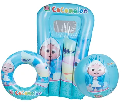 Produktbild von Happy People - Cocomelon 3er Strandset - Wasserball, Schwimmring & Luftmatratze