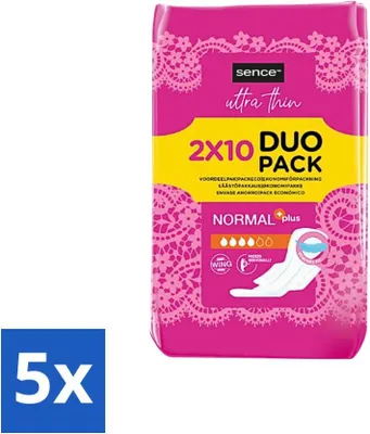 Produktbild von Sence - Normal - Damenbinden - Ohne Flügel - 2 x 10 Damenbinden - Vorteilspack - 5 Stücke
