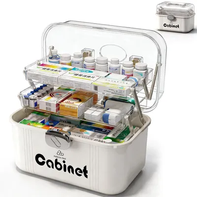 Image de Solidchoice - Boîte de rangement pour médicaments à 3 niveaux avec poignée