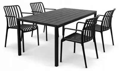 Zdjęcie produktu dla Zestaw mebli ogrodowych balkon stół Allen-ST 130x70C + 4x krzesło KP104-2 czarne