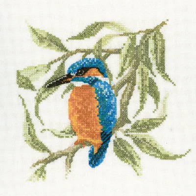 Obrázek produktu pro Heritage cross stitch set Aida "Kingfisher (A)", počítaný vzor, DMKF374-A, 17,5x17cm