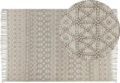 Obrázek produktu pro BELIANI Koberec béžový vlna a polyester 160 x 230 cm geometrický vzor střapce boho moderní