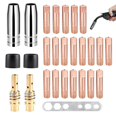 Productafbeelding van Lasmondstuk set - Stroommondstuk M6 - 0,6 tot 1 mm - 27 delen - Voor 15ak MIG MAG lasbrander