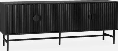 Produktbild von sweeek - TV-Möbel mit geriffeltem Holzdekor 160 cm - Schwarz