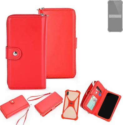 Produktbild von K-S-Trade 2in1 Schutzhülle Portemonnee Handyhülle mit Bumper kompatibel mit Oukitel WP27 Hülle Case Etui Geldbörse Smartphone rot (1x)