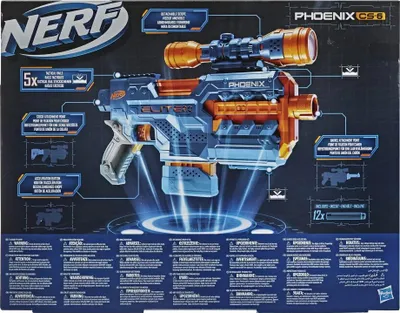 Immagine prodotto di Blaster motorizzato Nerf Elite 2.0 Phoenix CS-6, 12 dardi Nerf, telescopio, caricatore a clip, con opzioni di espansione