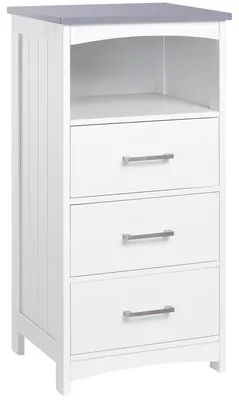 Produktbild von Freistehender Badezimmerschrank mit Stauraum, 3 Schubladen und 1 Ablage, 40 x 33 x 80 cm, wei?