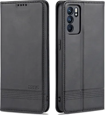 Produktbild von OPPO Reno6 5G Leder Hülle, Klapphüllen Brieftasche Magnetverschluss Ständer Schutzhülle für OPPO Reno6 5G Schwarz