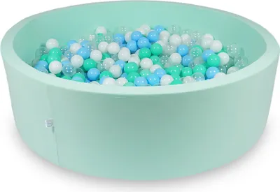 Immagine prodotto di Piscina asciutta 130x40cm menta con 700 palline: azzurro, trasparente, menta, bianco