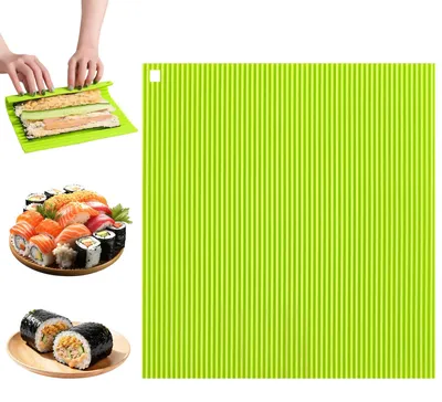 Produktbild von Sushi-Rolle, Sushi-Matte – Silikon – 20 x 22 cm – Wiederverwendbar – Zum Herstellen von Maki und Sushi-Rollen